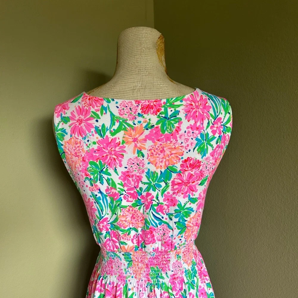 Lilly Pulitzer Pink and Green Floral Midi Dress - Picture 3 of 10